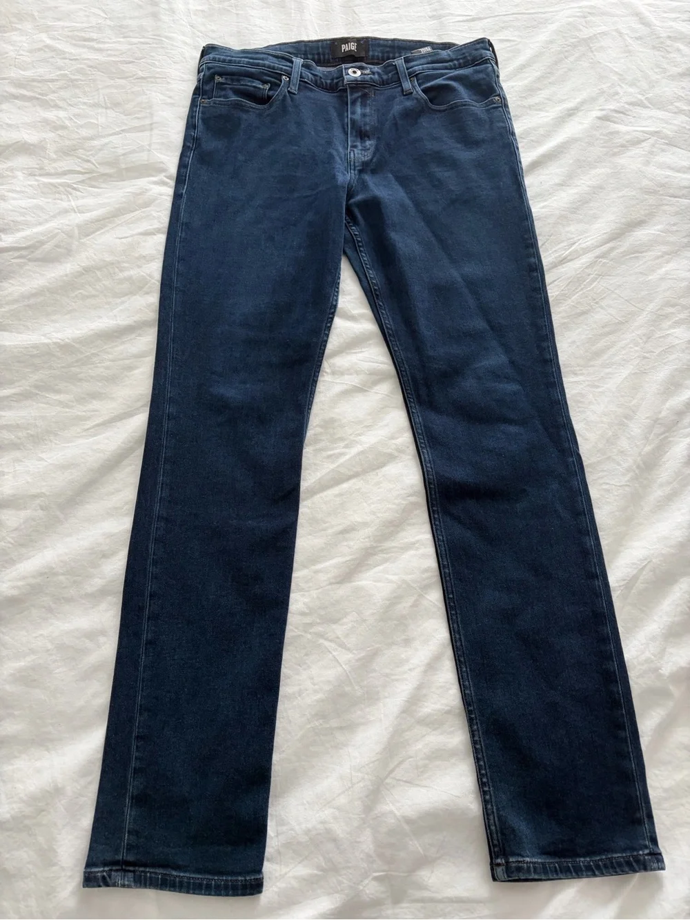 PAIGE Men's Lennox Slim Fit Straight Leg Jeans in Dark Blue Wash Waist 34